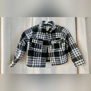 Cat & Jack Black and White Plaid Jean Jacket